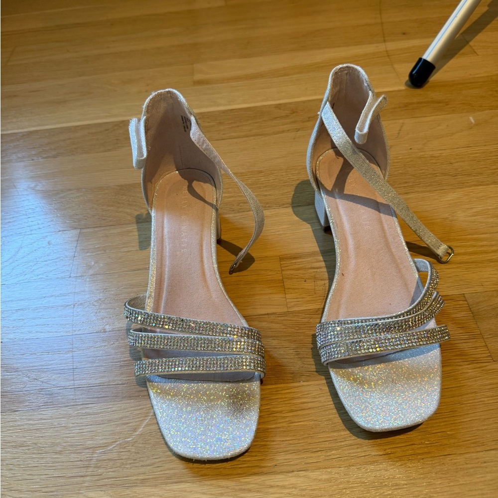 Kelly & Katie Glittering Silver Strappy Heels
